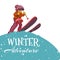 Winter Adventure poster with skier girl. Vector