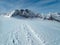 Winter adventure skitouring in stubaier alpes mountains