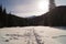 Winter adventures. Snow way. Carpathians. Ukraine.