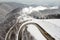 Winter aerial view above Transalpina mountainb road