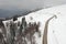 Winter aerial view above Transalpina mountainb road