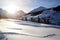 Winter Alps Landscape Mountain Panorama with Sunshine at Lech am Arlberg, Austria