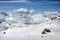 Winter Alps landscape from ski resort Val Thorens