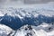 Winter Alps landscape from ski resort Val Thorens