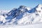 Winter Alps landscape from ski resort Val Thorens. Mont Blanc is the highest mountain in the Alps and the highest in Europe