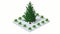 Winter animation Christmas snowy tree icon in country forest