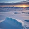 Winter arctic landscape. Cold frosty winter weather