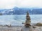 Winter atmosphere of the Flyhorn beach on the lake Walen or Lake Walenstadt Walensee or Strandbad Flyhorn, Weesen - Switzerland