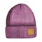 Winter or autumn purple knitted hat watercolor illustration