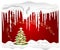 Winter background with christmas tree and icicle