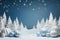 Winter background designed in an origami style, featuring a serene landscape adorned with intricate white and blue origami winter