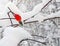 Winter background. Dogrose under snow