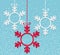 Winter background with hanging snowflake shapes