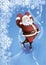 Winter background with skating Santa