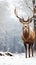 Winter beauty a majestic deer against a snowy white backdrop