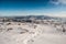 Winter Beskid Slaski and Beskid Zywiecki mountains panorama from hiking trail near Barania Gora hill in Poland