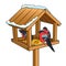Winter bird feeder pop art vector illustration