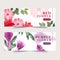 Winter bloom banner design with gerbera, lilies, calla lilies watercolor illustration
