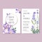 Winter bloom wedding card design with lavender, cattleya watercolor illustration