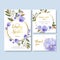 Winter bloom wedding card design with leaves, flower watercolor illustration