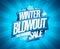 Winter blowout sale, mega discounts, vector web banner