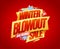 Winter blowout sale, mega discounts, vector web banner or flyer design mockup