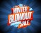 Winter blowout sale, mega discounts, vector web banner template