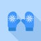 Winter blue gloves icon, flat style