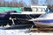 Winter boats parking - boats on a trailers