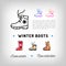 Winter boots thin line icons, Sport shoes, Ugg, Valenki