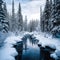 winter boreal forest alaska, hyper realistic photography