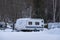 Winter camping, caravan trailer in Messila Camping, Hollola, Finland