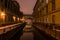 Winter canal in Saint Petersburg Russia by night