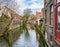 Winter canals of Brugge (Bruges), view from Mariastraat