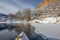Winter canoe paddling in Colorado