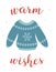 Winter card with cute ugly sweater, vector illustration