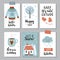 Winter card set. Hand drawn cute posters with calligraphy quotes
