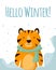 Winter card with a tiger.