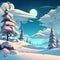 winter cartoon background created with AI tools