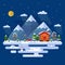 Winter cartoon landscape illustration