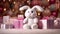 Winter celebration, cute animal toy, Christianity tradition, fun event, illuminated family love generated by AI