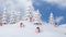 Winter Christmas background, snowy pine trees