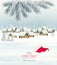Winter christmas background with a snowy village landscape