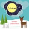 Winter christmas card with funny deer and rabbits