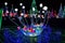 Winter Christmas decorative Lights with background christmas light tress