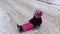 Winter Christmas fun for children. Kids ride an ice slide. Winter games, sports, leisure and fun
