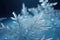 Winter Christmas group snowflake, close-up, blue background. AI generated