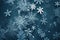 Winter Christmas group snowflake, close-up, blue background. AI generated.