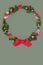Winter Christmas & New Year Wreath with Red Bow