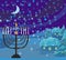 Winter Christmas scene - hanukkah menorah abstract card